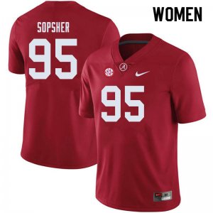 NCAA Women's Alabama Crimson Tide #95 Ishmael Sopsher Stitched College 2019 Nike Authentic Crimson Football Jersey QF17Z40KT